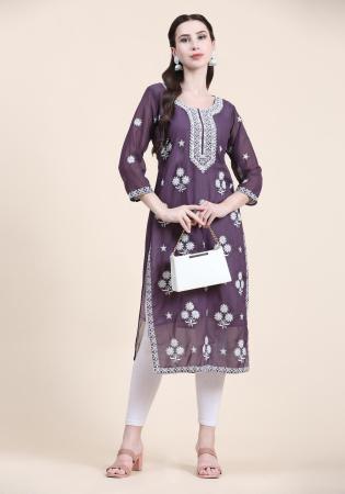 Picture of Delightful Georgette Medium Purple Kurtis & Tunic