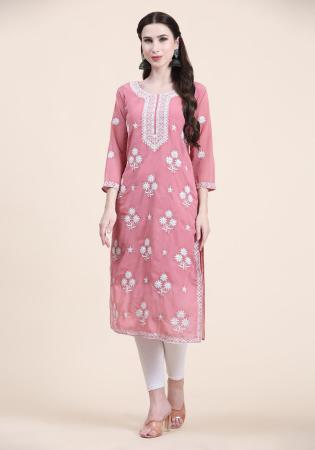 Picture of Splendid Georgette Dark Salmon Kurtis & Tunic