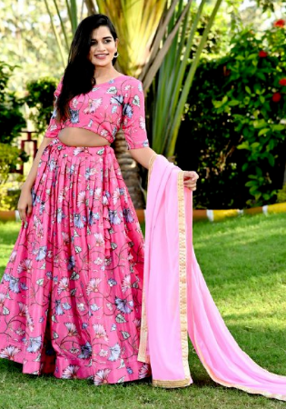 Picture of Statuesque Chiffon Hot Pink Lehenga Choli