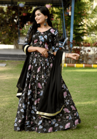 Picture of Ideal Chiffon Black Lehenga Choli