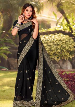 Picture of Shapely Georgette Black Saree