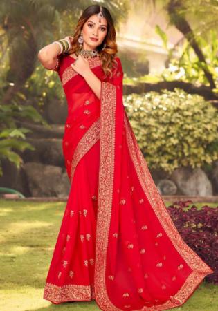 Picture of Comely Georgette Crimson Saree