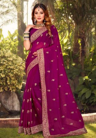 Picture of Superb Georgette Purple Saree