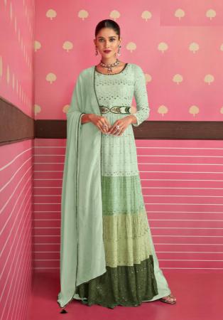 Picture of Georgette Dark Sea Green Anarkali Salwar Kameez