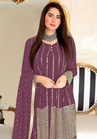 Picture of Georgette Dim Gray Straight Cut Salwar Kameez