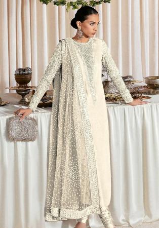 Picture of Marvelous Georgette Beige Straight Cut Salwar Kameez