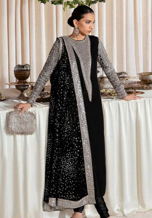 Picture of Resplendent Georgette Black Straight Cut Salwar Kameez