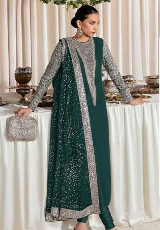 Picture of Georgette Sea Green Straight Cut Salwar Kameez