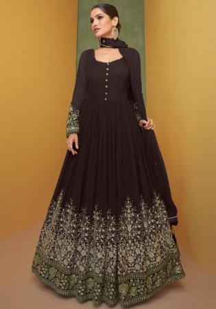 Picture of Beautiful Georgette Brown Anarkali Salwar Kameez