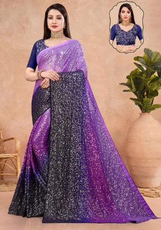 Picture of Bewitching Georgette Indigo Saree