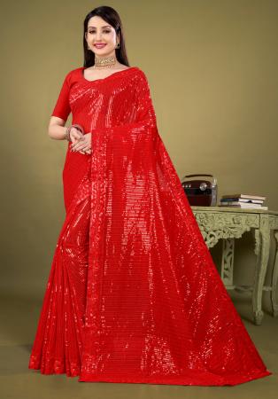 Picture of Sublime Georgette Dark Red Saree