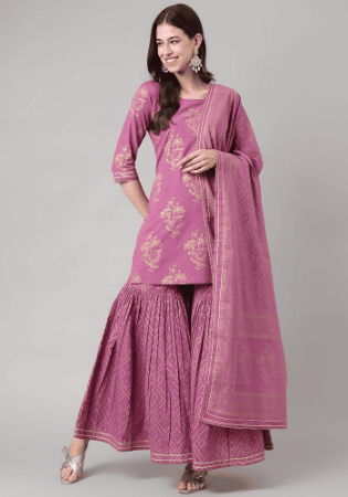 Picture of Cotton Pale Violet Red Readymade Salwar Kameez