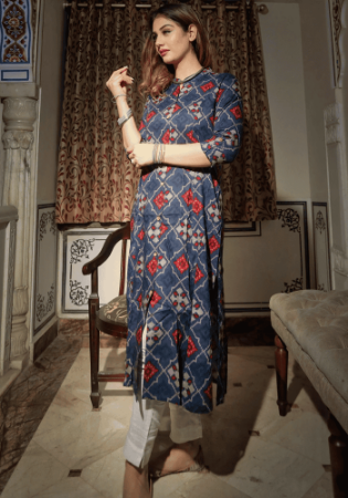 Picture of Rayon & Cotton Dark Slate Blue Kurtis And Tunic