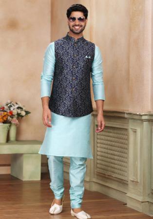 Picture of Pleasing Silk Powder Blue Kurtas