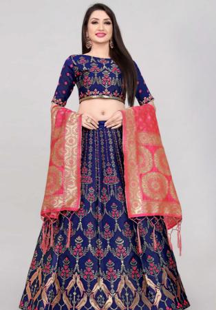 Picture of Fine Silk Navy Blue Lehenga Choli