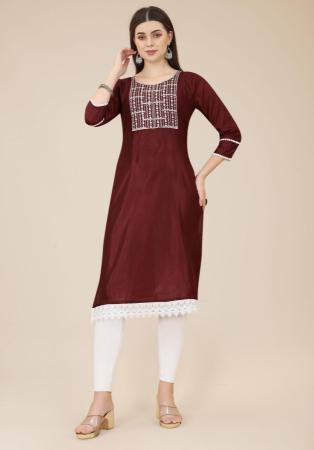 Picture of Wonderful Silk Maroon Kurtis & Tunic