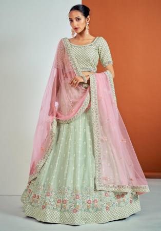 Picture of Charming Georgette Dark Sea Green Lehenga Choli