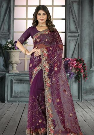 Picture of Appealing Net Dim Gray Saree