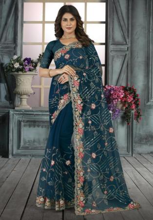 Picture of Resplendent Net Dark Slate Grey Saree