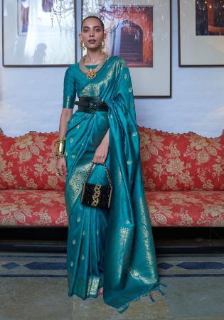 Picture of Sublime Silk Teal Saree