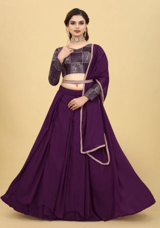 Picture of Alluring Georgette & Net & Satin Purple Lehenga Choli