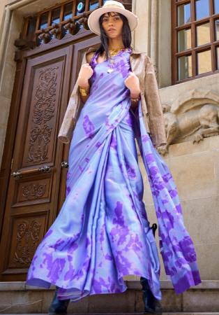 Picture of Lovely Crepe & Satin Lavender Saree