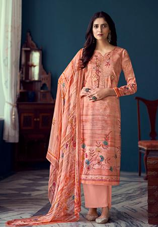 Picture of Classy Satin Burly Wood Straight Cut Salwar Kameez