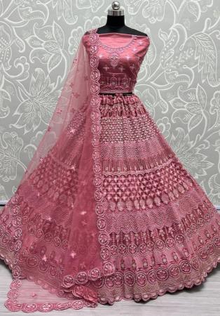 Picture of Sightly Net Rosy Brown Lehenga Choli