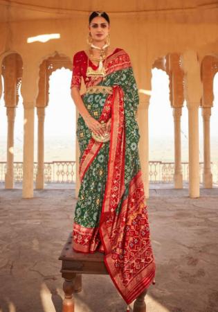 Picture of Gorgeous Silk Dark Olive Green Saree