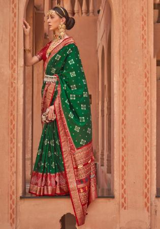 Picture of Delightful Silk Dark Green Saree