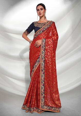 Picture of Fascinating Chiffon & Net Dark Red Saree