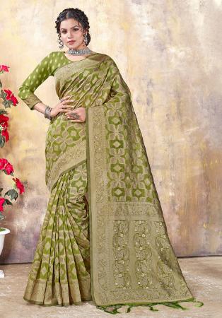 Picture of Sightly Organza Olive Drab Saree