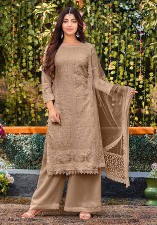 Picture of Taking Georgette Tan Straight Cut Salwar Kameez