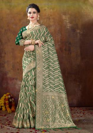 Picture of Excellent Organza Dark Sea Green Saree