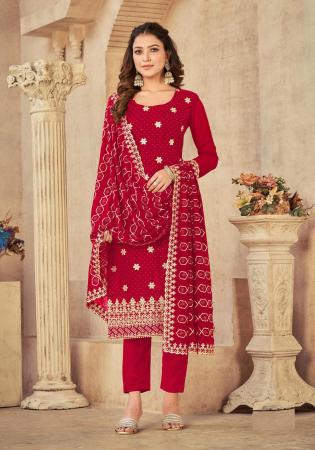 Picture of Marvelous Georgette Crimson Straight Cut Salwar Kameez