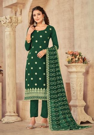 Picture of Georgette Sea Green Straight Cut Salwar Kameez