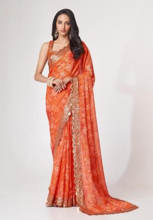 Picture of Statuesque Organza Chocolate Saree