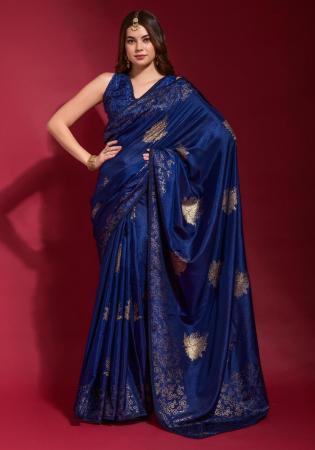 Picture of Classy Georgette & Silk Dark Slate Blue Saree