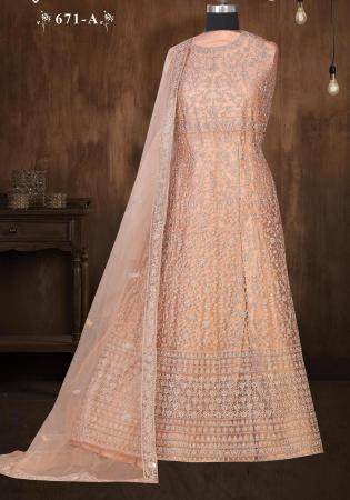 Picture of Gorgeous Net Burly Wood Anarkali Salwar Kameez