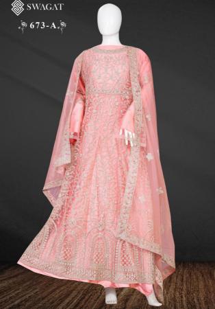 Picture of Shapely Net Thistle Anarkali Salwar Kameez