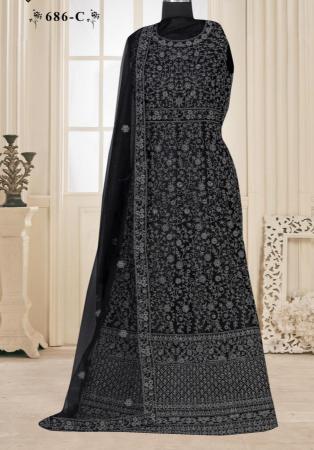 Picture of Graceful Net Black Anarkali Salwar Kameez