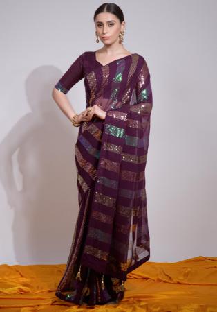 Picture of Fascinating Georgette Brown Saree