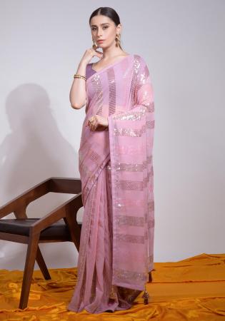 Picture of Pleasing Georgette Rosy Brown Saree