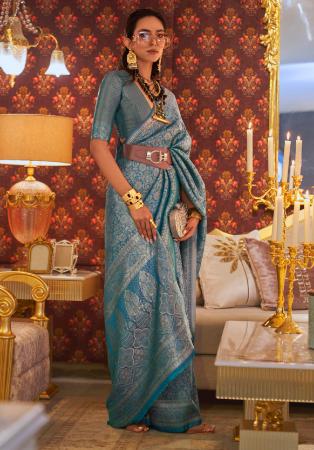 Picture of Marvelous Silk Steel Blue Saree