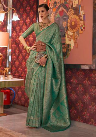 Picture of Pleasing Silk Dark Sea Green Saree