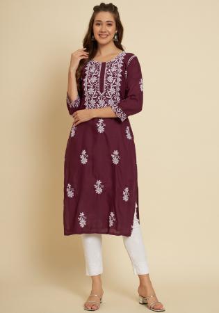 Picture of Beauteous Cotton Brown Kurtis & Tunic