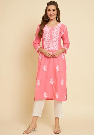 Picture of Statuesque Cotton Light Salmon Kurtis & Tunic