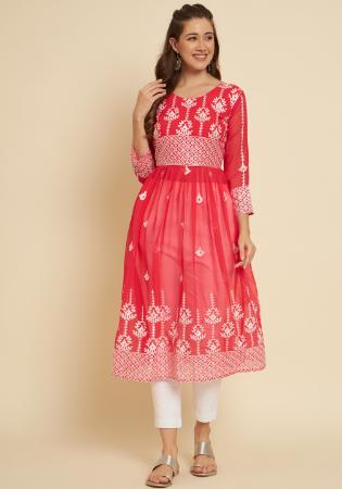 Picture of Magnificent Georgette Crimson Kurtis & Tunic