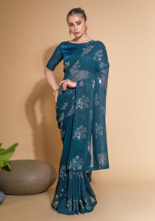 Picture of Pleasing Georgette Midnight Blue Saree