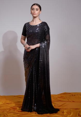 Picture of Shapely Georgette Black Saree